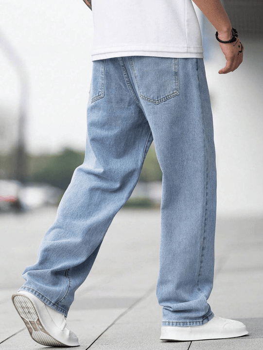 Men Straight Fit Blue Jeans